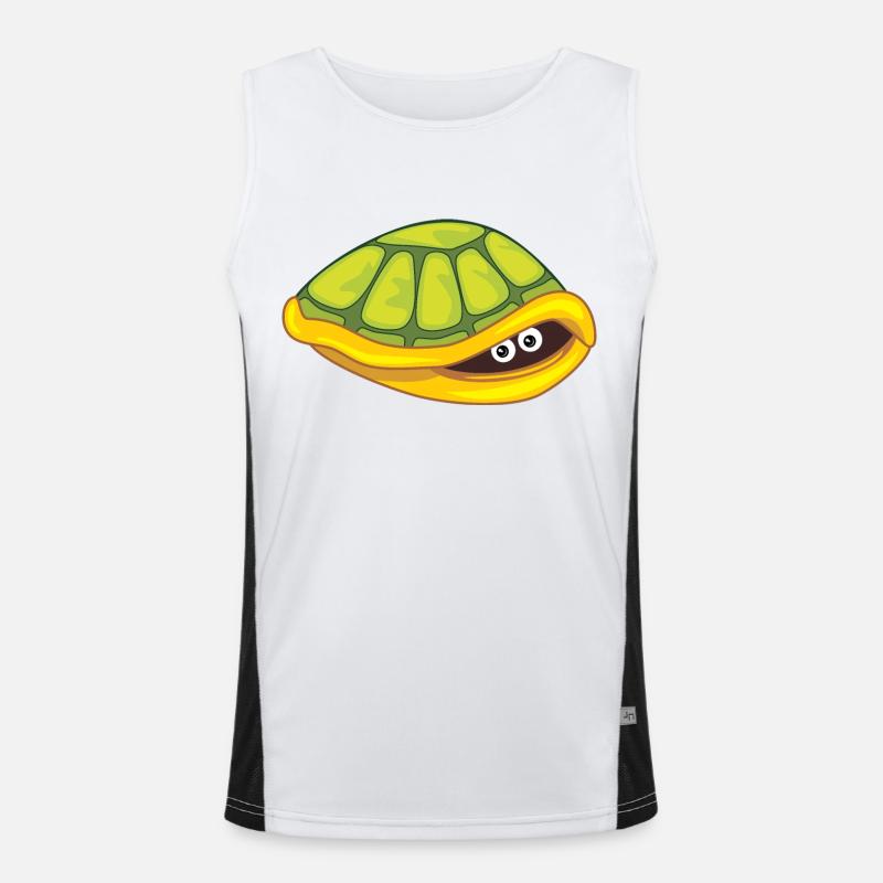 Funny scared turtle hide Men's Functional Contrast Tank Top 