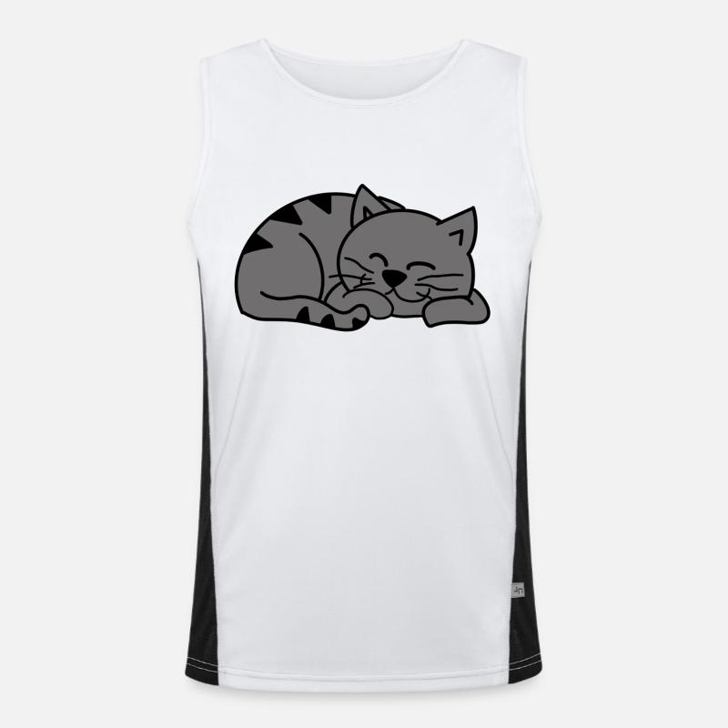 Gray sleeping cat / Sleeping gray cat Men's Functional Contrast Tank Top 