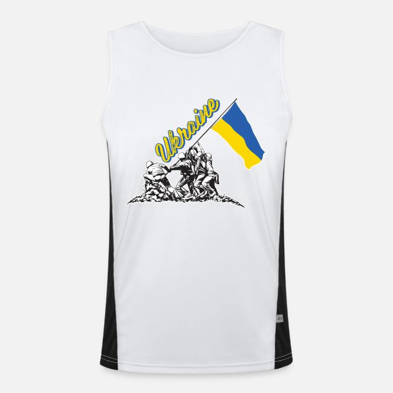 ukraine flag raising Men's Functional Contrast Tank Top 