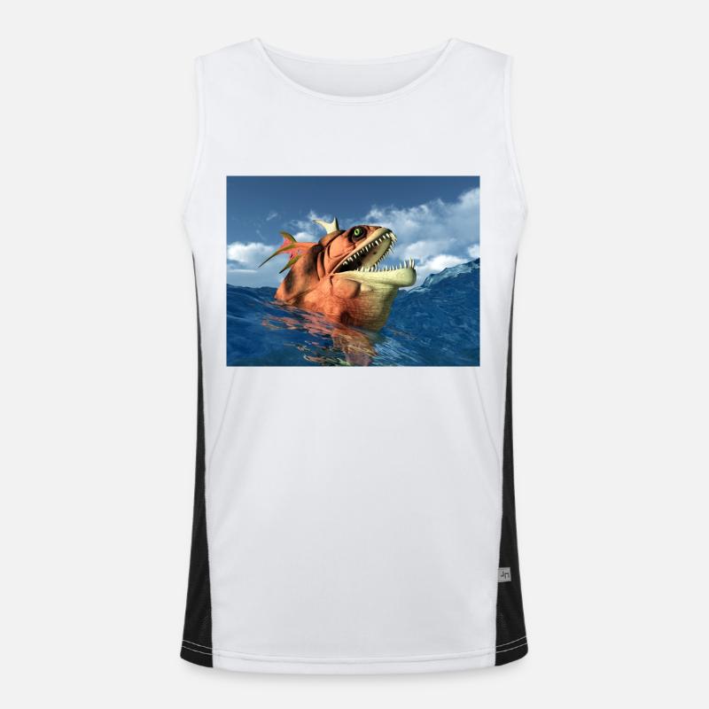 Monströser Fisch im stürmischen Meer Funktionelles Kontrast-Tank Top für Männer 