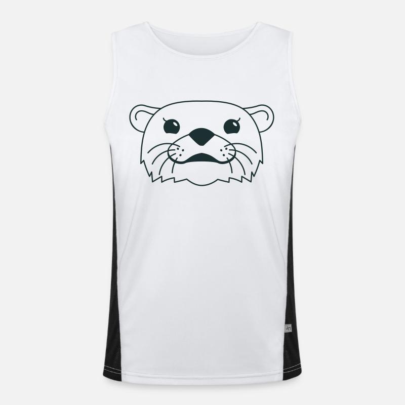 Schwarz-weiße Form Ottergesicht Funktionelles Kontrast-Tank Top für Männer 