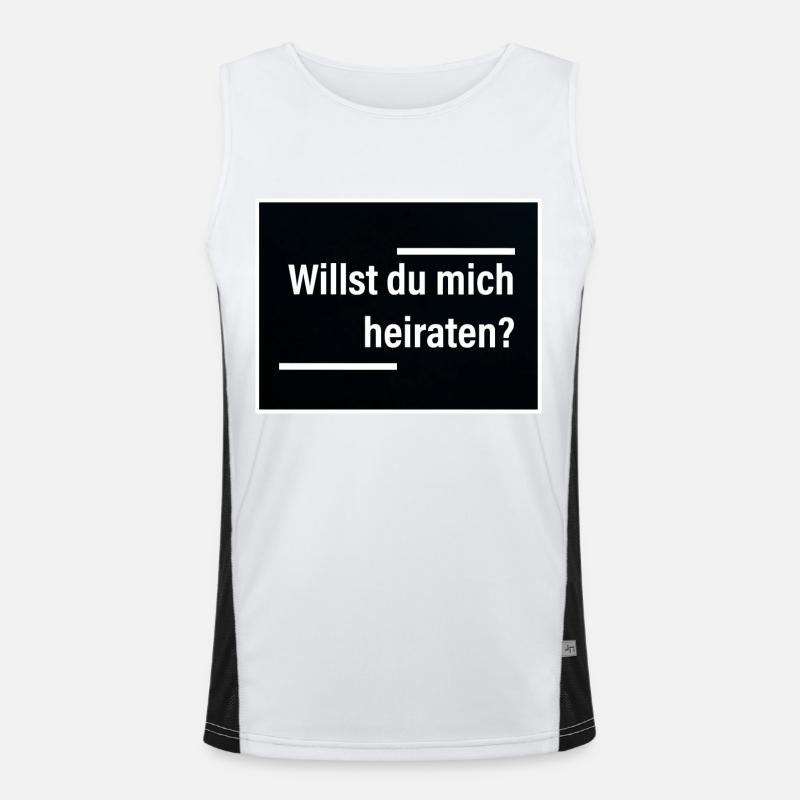 Willst du mich heiraten? Schwarz und deutlich. Funktionelles Kontrast-Tank Top für Männer 