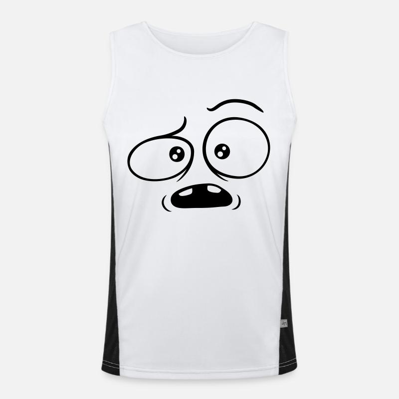 Confused skeptical comic face - Men's Functional Contrast Tank Top  - white/black