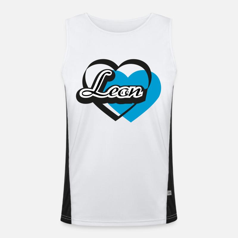 Name Leon Herz Funktionelles Kontrast-Tank Top für Männer 