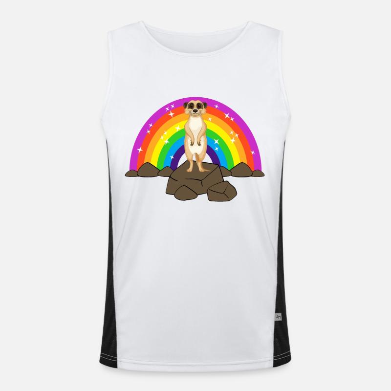 Kidcore Regenbogen Erdmännchen Steine Geschenk Funktionelles Kontrast-Tank Top für Männer 
