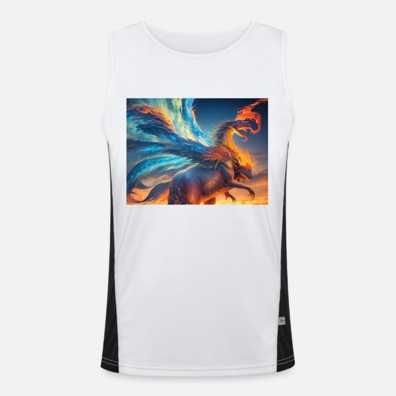 Ciel bleu rouge avec une créature générée par l’IA Débardeur respirant contrasté Homme 