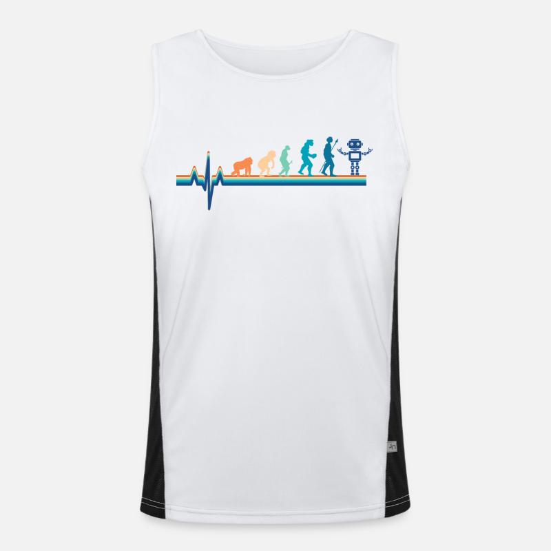 Evolution Heartbeat Robot - Men's Functional Contrast Tank Top  - white/black