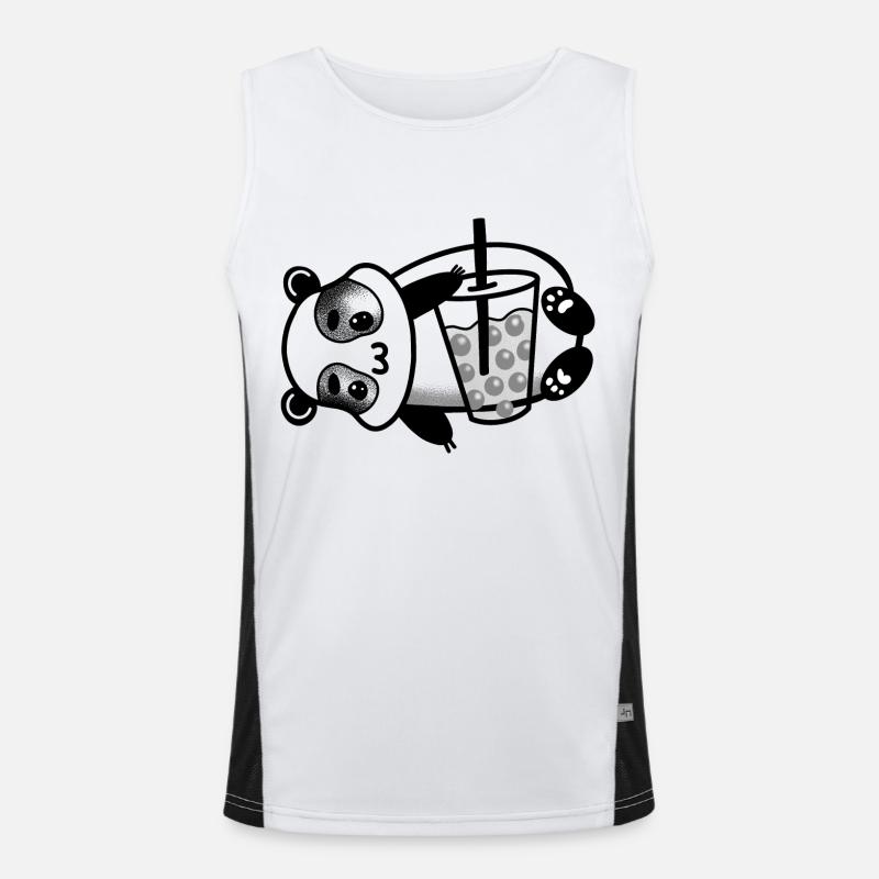 Panda laying down with a Bubble Tea Men's Functional Contrast Tank Top 