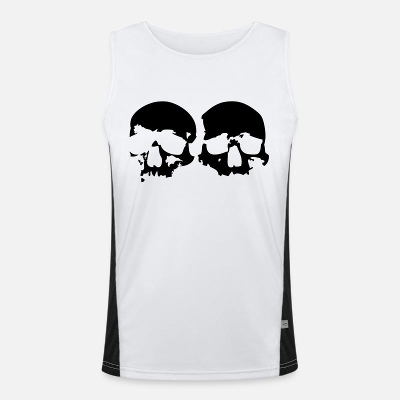 2 Skulls - Men's Functional Contrast Tank Top  - white/black