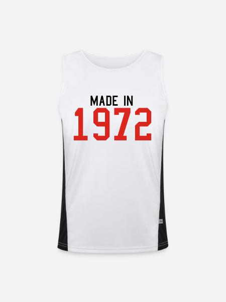 1972 - Funktionelles Kontrast-Tank Top für Männer - Weiß/Schwarz