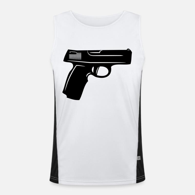 Weapons gun pattern - Men's Functional Contrast Tank Top  - white/black