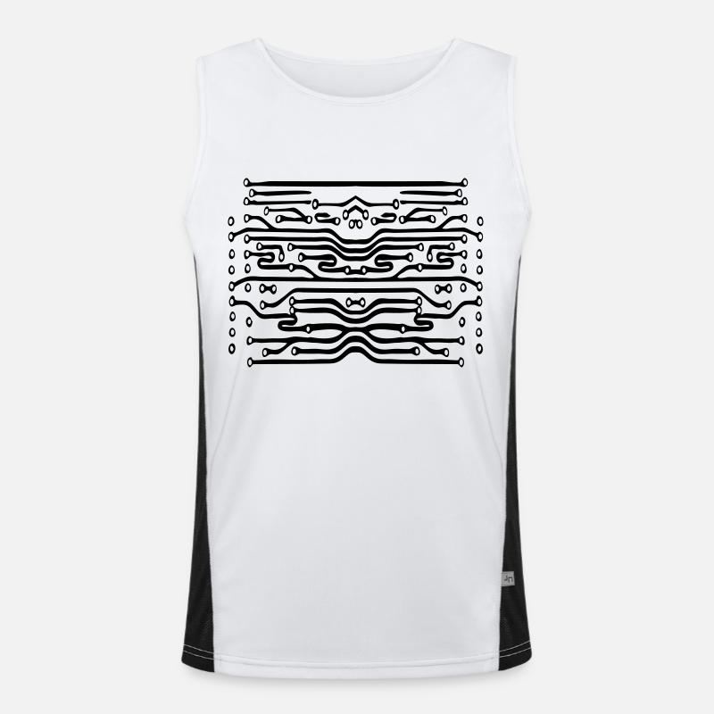 design lines microchip disk pattern cool lines Men's Functional Contrast Tank Top 