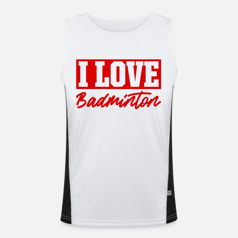 Ich liebe Badminton Funktionelles Kontrast-Tank Top für Männer 
