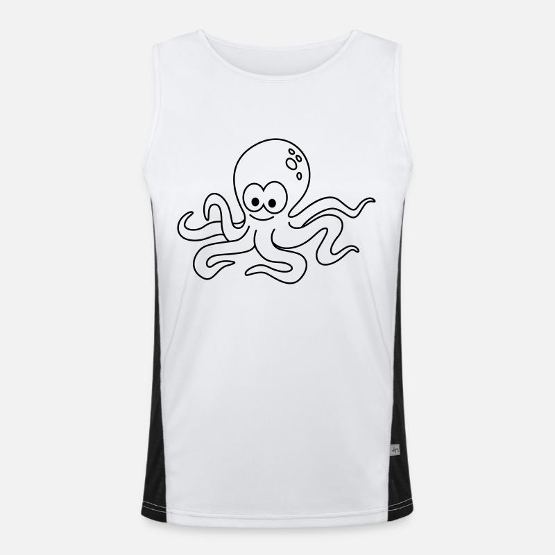Octopus Comic Animal - Men's Functional Contrast Tank Top  - white/black
