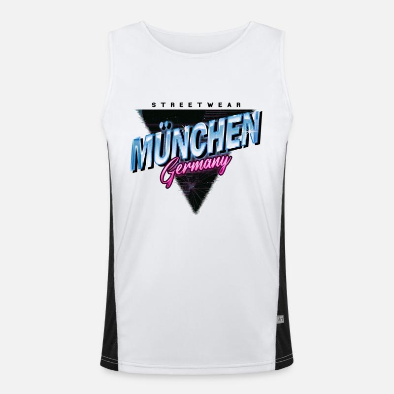 Munich Germany City Skyline Vintage Retro Men's Functional Contrast Tank Top 