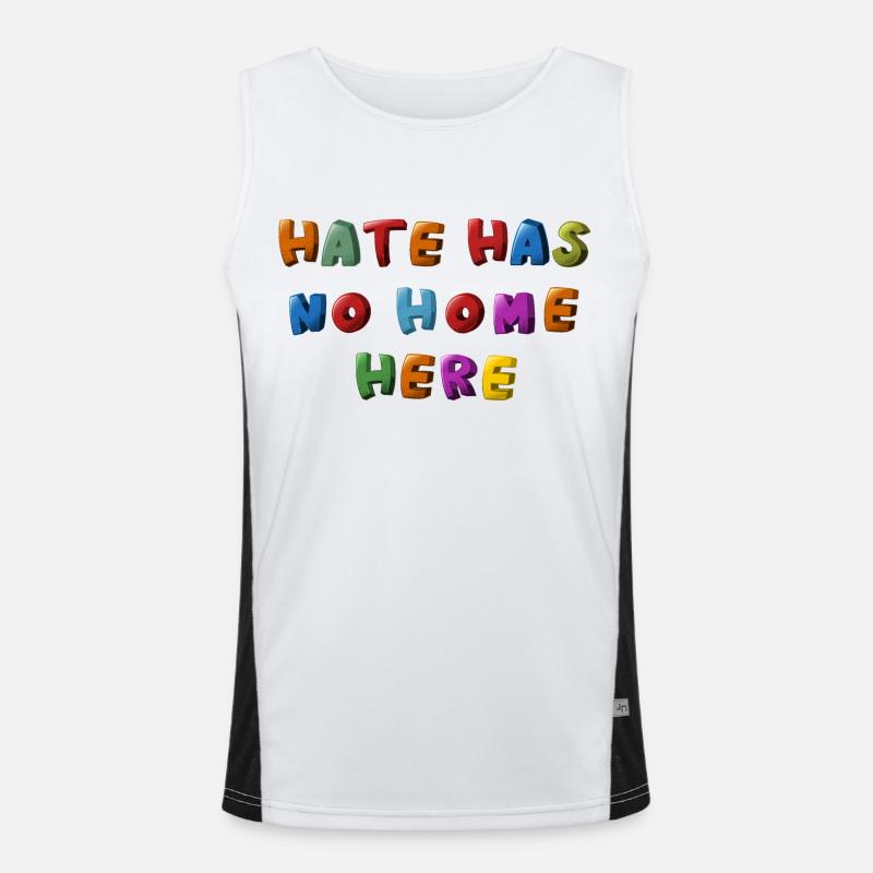 hate has no home here Funktionelles Kontrast-Tank Top für Männer 