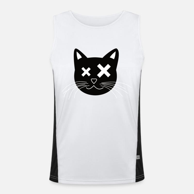 dunkle witzige Katze Funktionelles Kontrast-Tank Top für Männer 