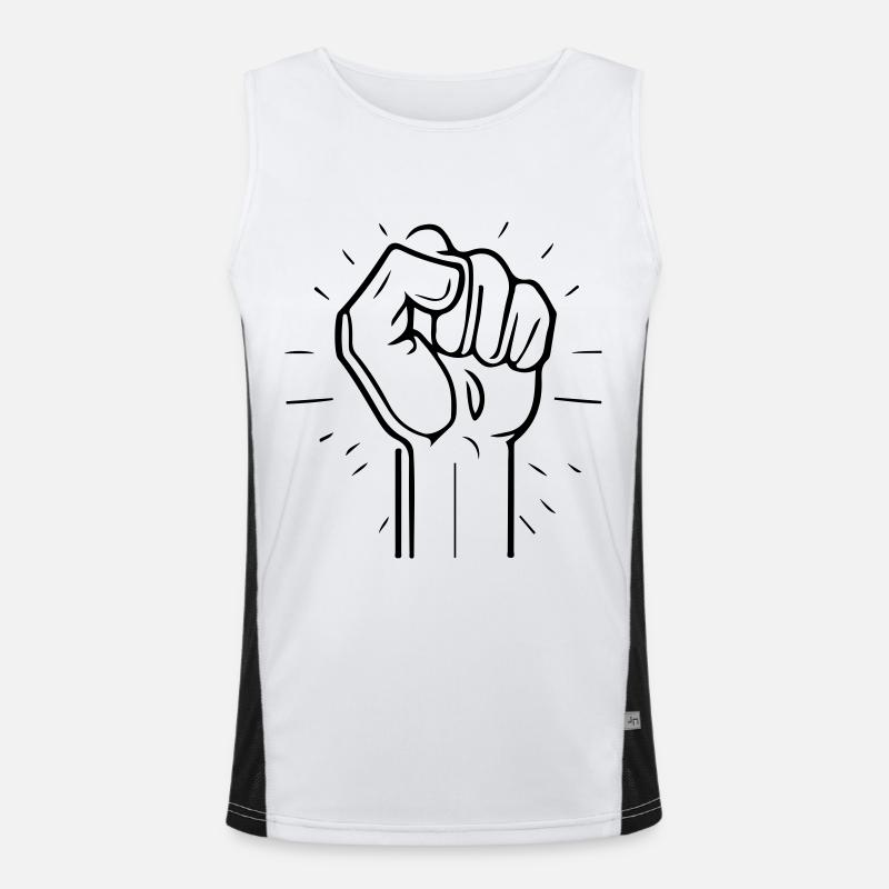 Hand Faust Symbol Funktionelles Kontrast-Tank Top für Männer 