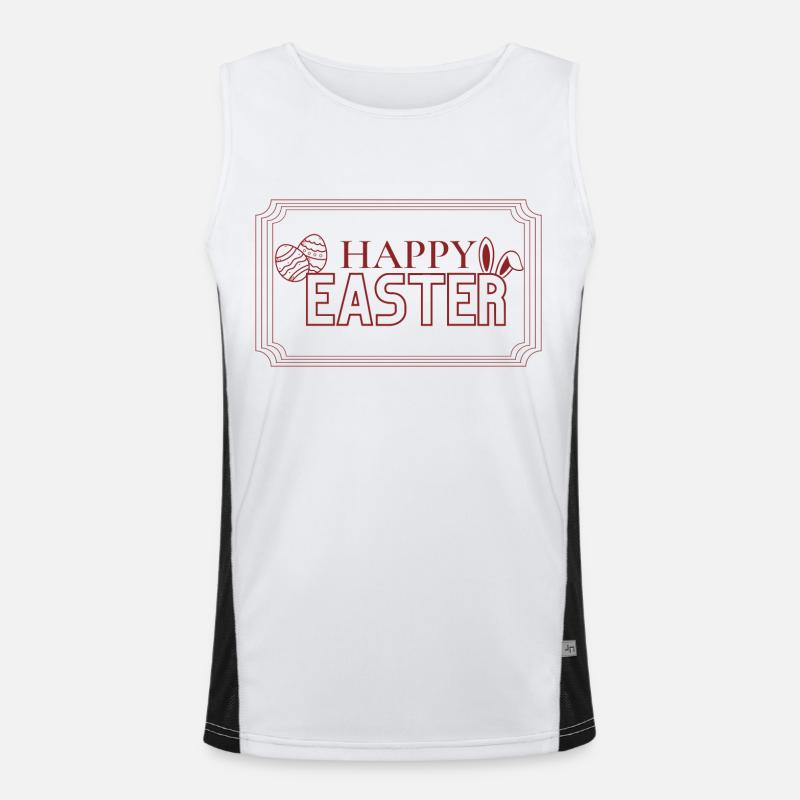 Happy Easter lettering with Easter eggs Men's Functional Contrast Tank Top 