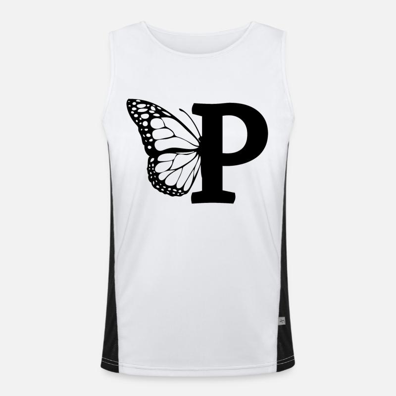 Buchstabe P Schmetterling Funktionelles Kontrast-Tank Top für Männer 