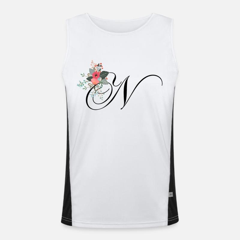Buchstabe n geblüht Funktionelles Kontrast-Tank Top für Männer 