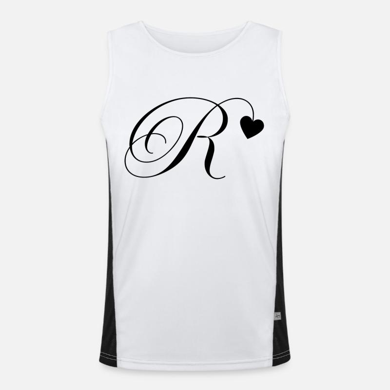 Letter r calligraphy heart Men's Functional Contrast Tank Top 
