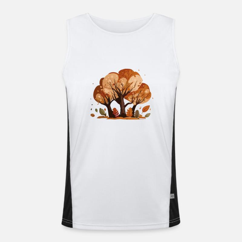 Fall Tree Trio (Fall Collection #2) - Men's Functional Contrast Tank Top  - white/black