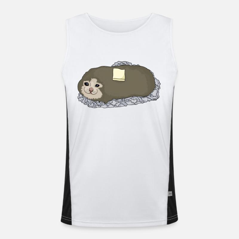 illustration de mème de chat de pomme de terre triste Débardeur respirant contrasté Homme 