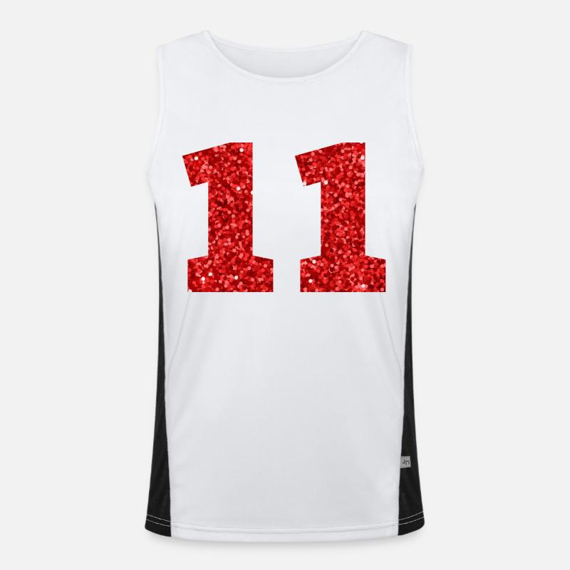 Number 11 Red Glitter - 11th Anniversary Men's Functional Contrast Tank Top 