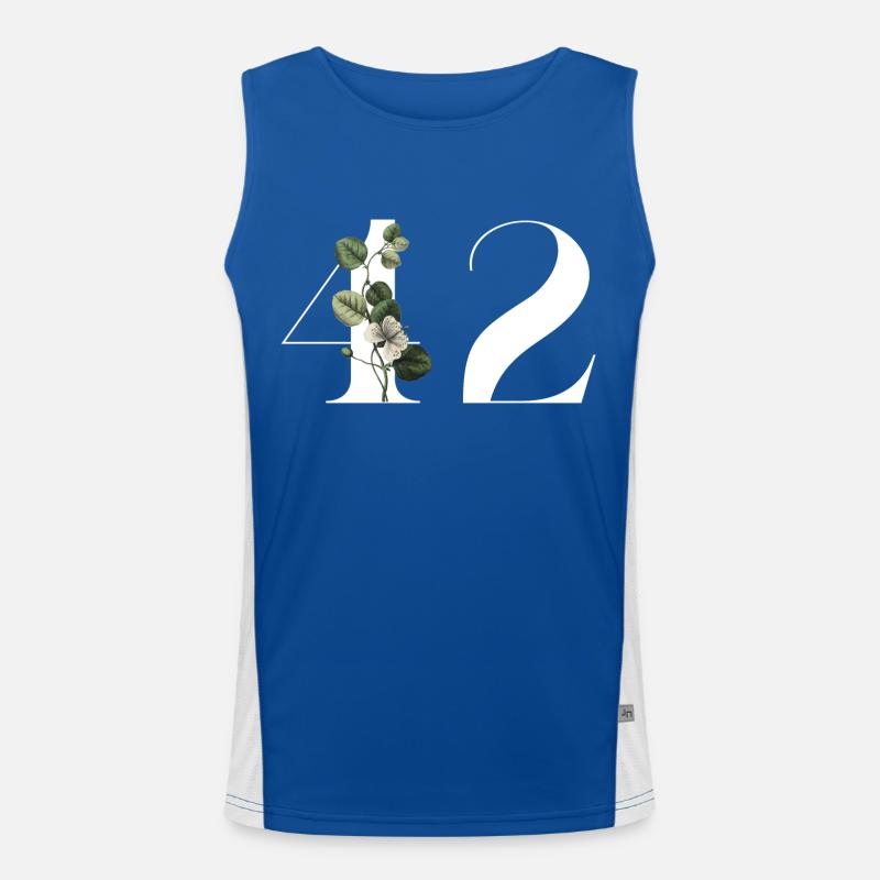 Nummer 42 Blumengrün - 42. Blumengeburtstag Funktionelles Kontrast-Tank Top für Männer 