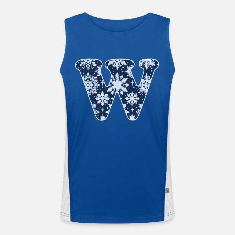 Buchstabe W Schneeflocken Funktionelles Kontrast-Tank Top für Männer 