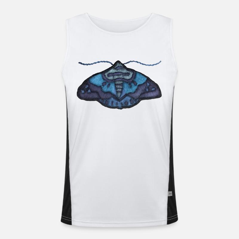 Blaue Motte – einzigartiges Stickmuster Funktionelles Kontrast-Tank Top für Männer 