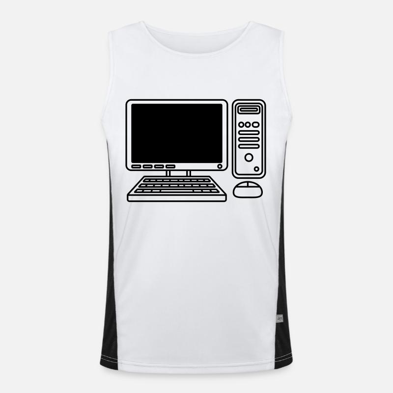 Screen Keyboard Mouse Computer - Men's Functional Contrast Tank Top  - white/black
