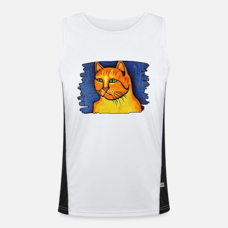 Orange Katze Funktionelles Kontrast-Tank Top für Männer 