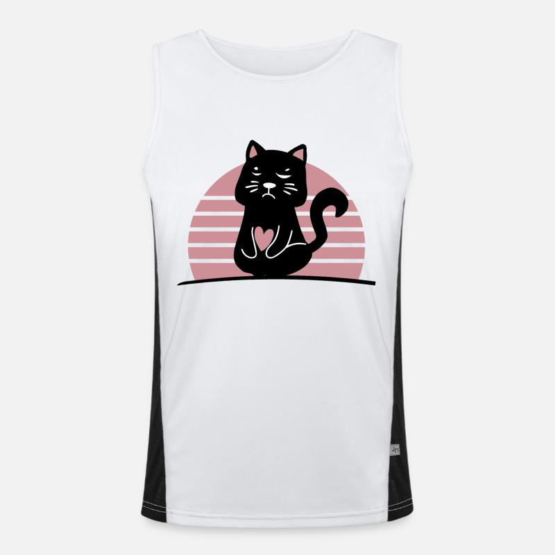 Schwarze Katze Funktionelles Kontrast-Tank Top für Männer 