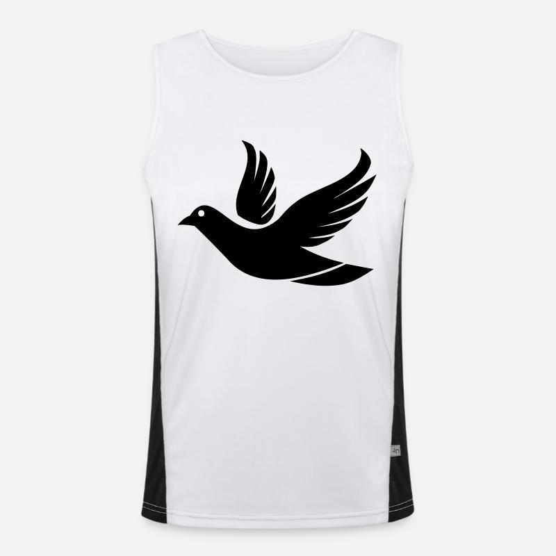Flying Dove in the Sky - Illustration Men's Functional Contrast Tank Top 