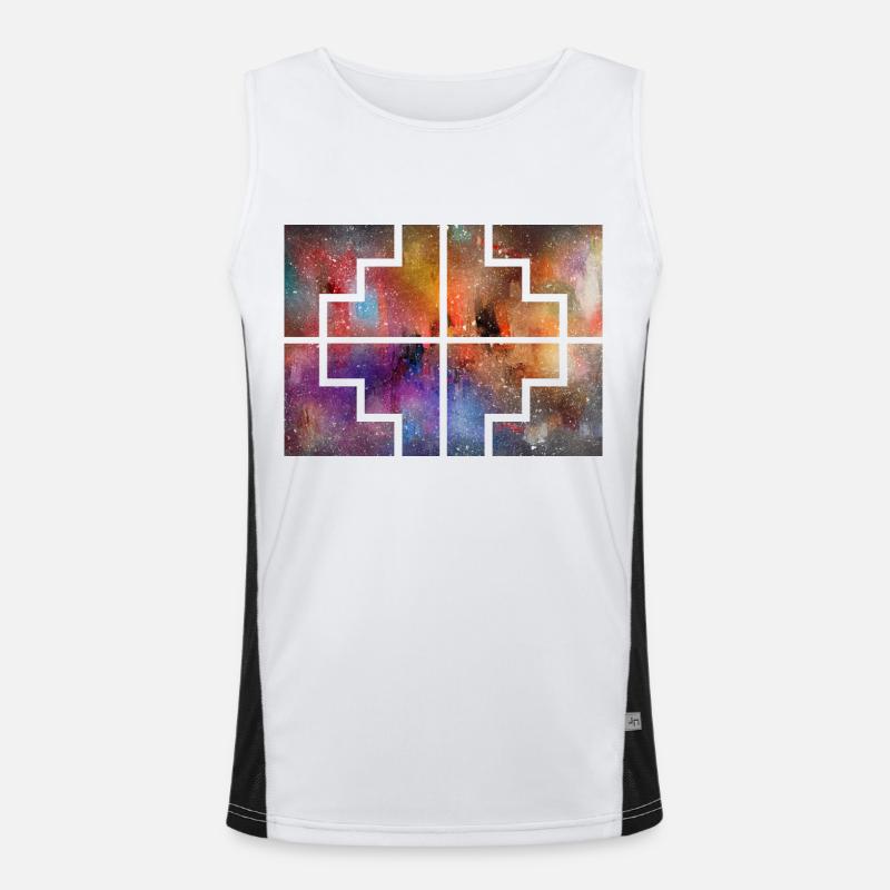 Geometric Collor - Men's Functional Contrast Tank Top - white/black