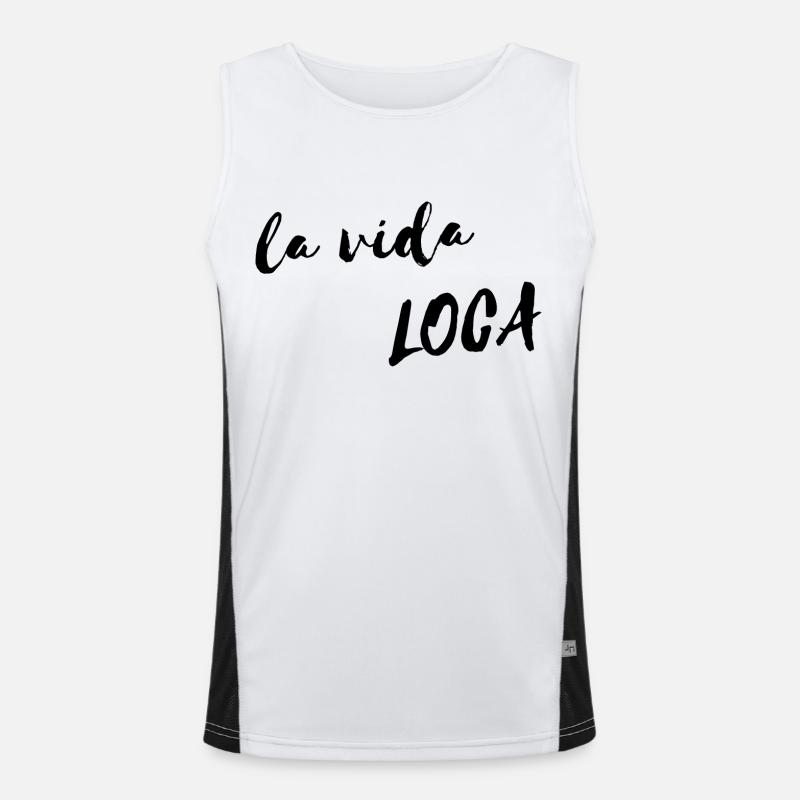 Vida Loca – Wild Life Spanisches Zitat-Design Funktionelles Kontrast-Tank Top für Männer 