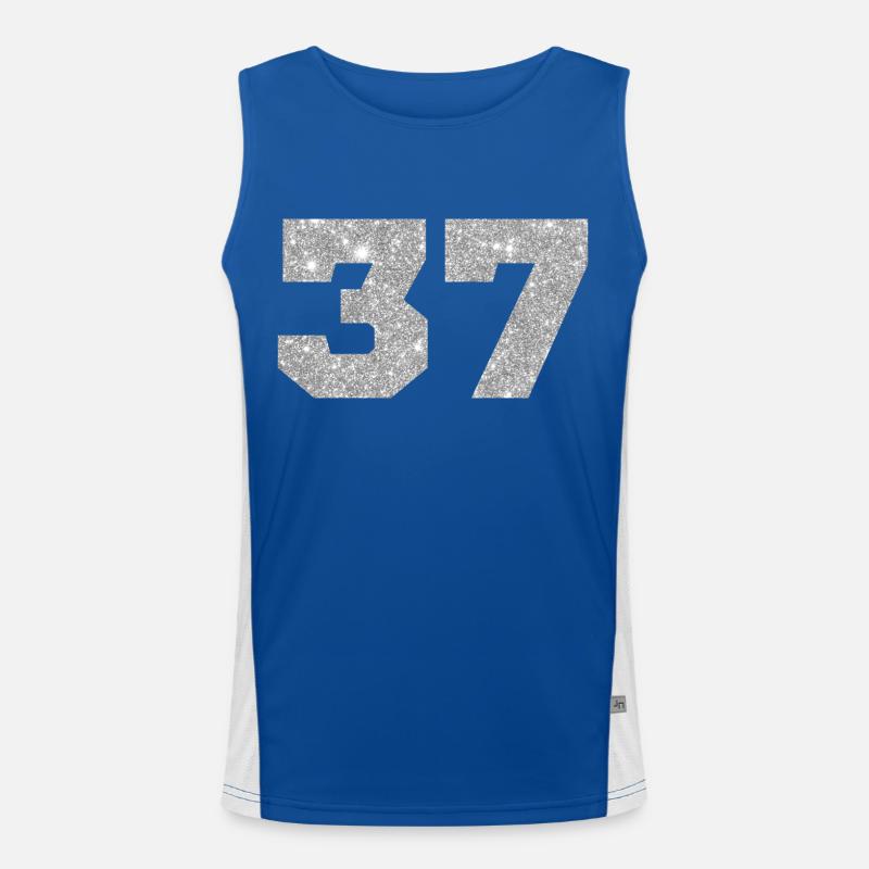 Nummer 37 Silberner Glitzer - 37. Jubiläum Funktionelles Kontrast-Tank Top für Männer 