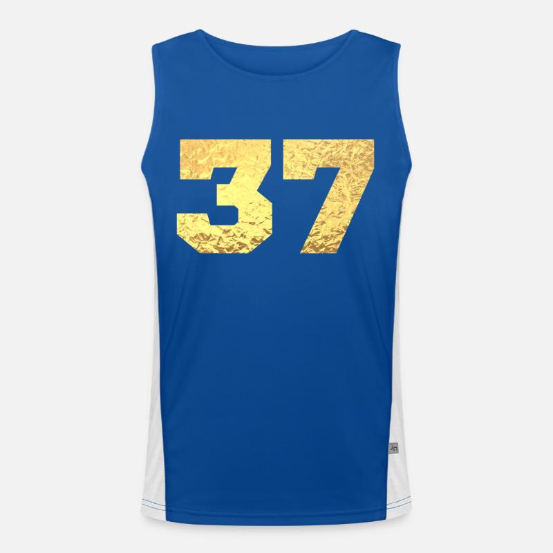 Nummer 37 Gold Glitter - 37. Jahrestag Funktionelles Kontrast-Tank Top für Männer 