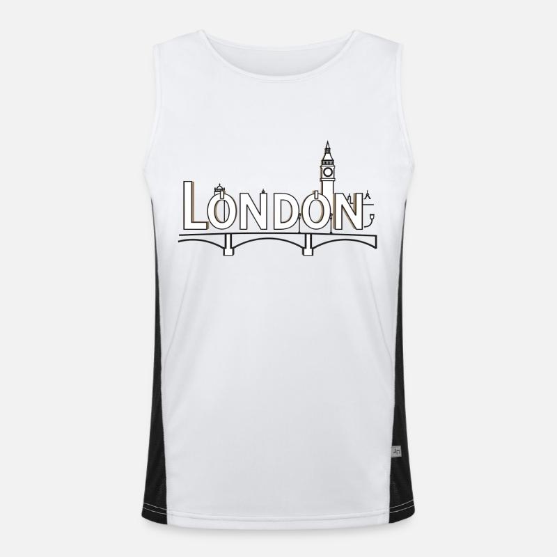 London Skyline Geschenkidee Funktionelles Kontrast-Tank Top für Männer 