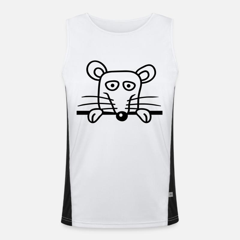 Maus Ratte hinter Mauer Zaun Schild guckt lustig Funktionelles Kontrast-Tank Top für Männer 