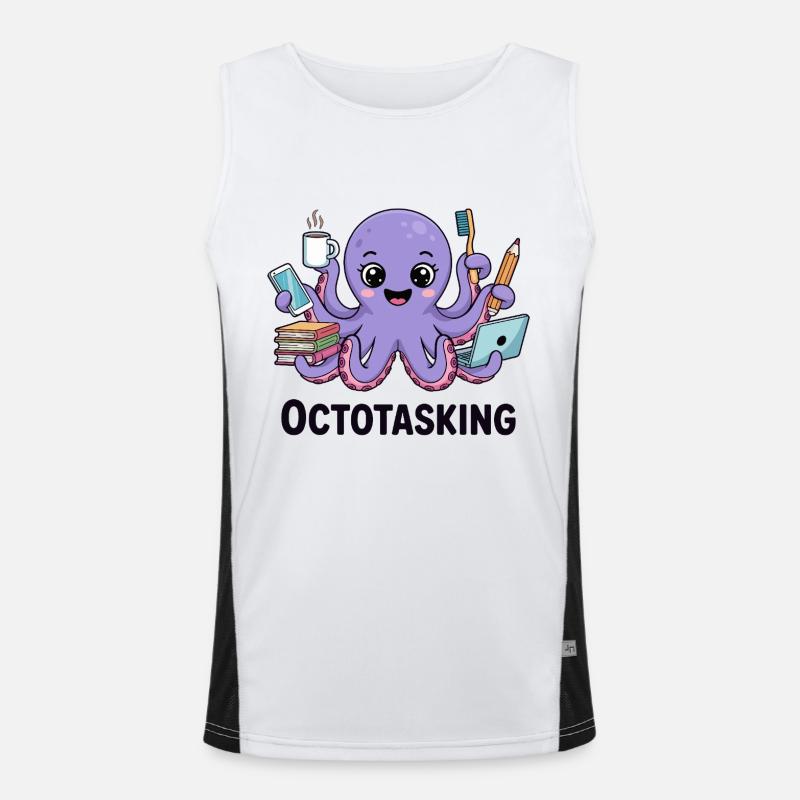 Octotasking Krake im Multitasking Modus Funktionelles Kontrast-Tank Top für Männer 