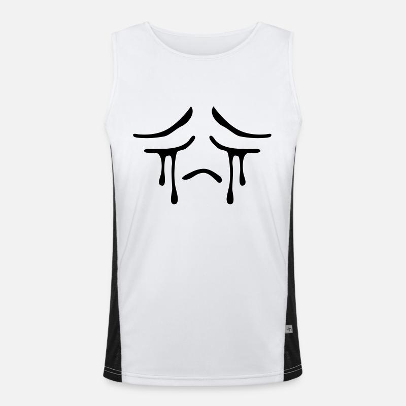 Weeping sad face tears unhappy Men's Functional Contrast Tank Top 