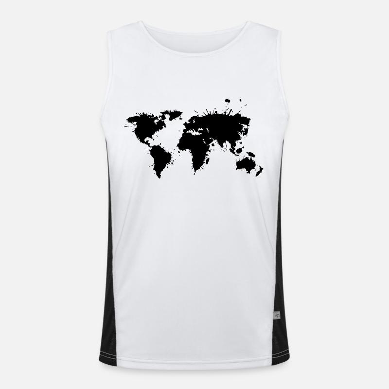 Weltkarte Splash Funktionelles Kontrast-Tank Top für Männer 
