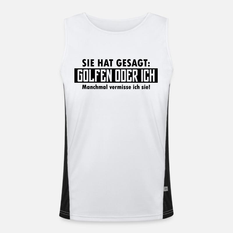 golfen oder ich - Funktionelles Kontrast-Tank Top für Männer  - Weiß/Schwarz
