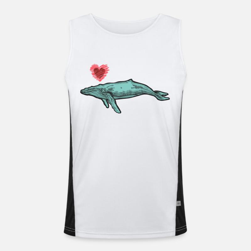 baleines mer poisson eau mer mer cachalot coeur Débardeur respirant contrasté Homme 