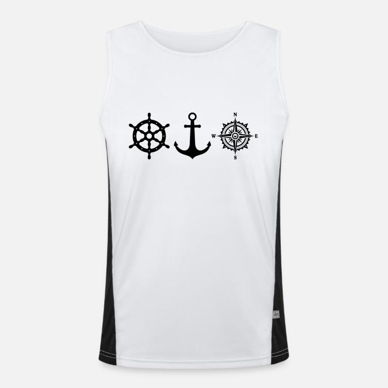 anchor compass sail captain boat gift marine Men's Functional Contrast Tank Top 