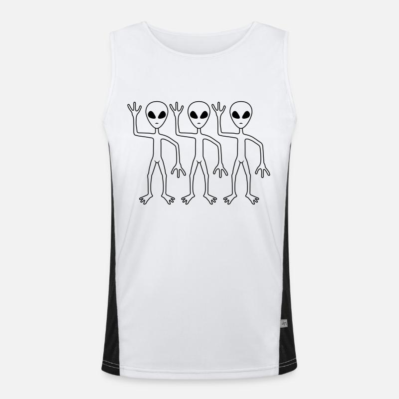 Team 3 Freunde Aliens Funktionelles Kontrast-Tank Top für Männer 