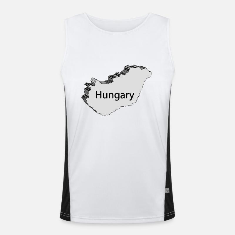 Hungary 3D Map Men's Functional Contrast Tank Top 
